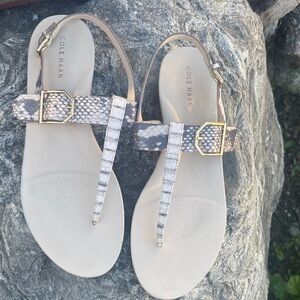 Cole Haan Women's Sandals - Snakeskin Cream and Gray